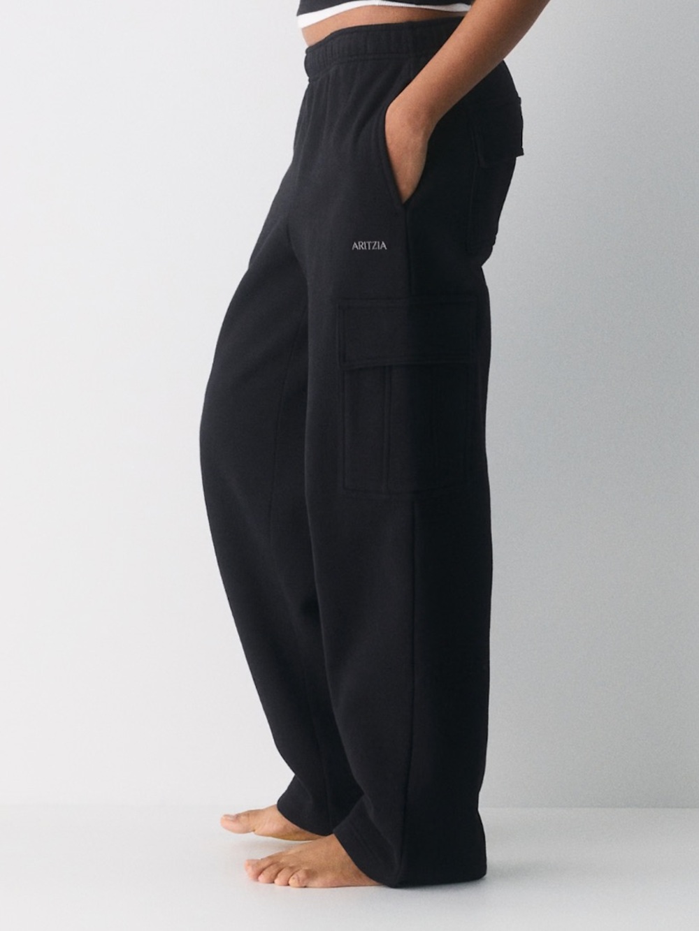 Aritzia Cozy Sweatfleece Black Mega Cargo Sweatpants